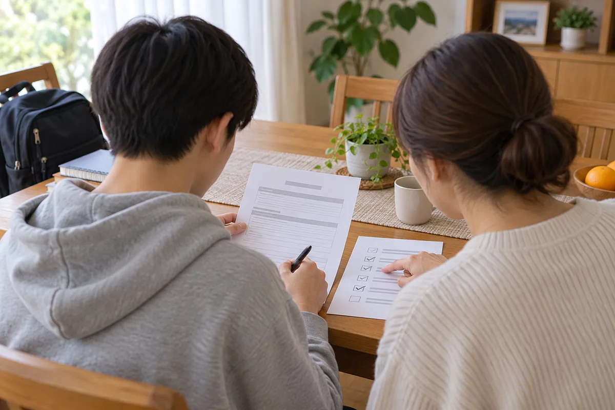 청소년 나이와 재학 상태별 준비 서류를 분리한 표